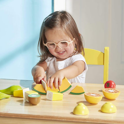Melissa & Doug Wooden Fruit Toy Cutting Set | Pretend Kitchen Play Kit for Kids | Age 3+