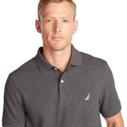 Nautica Men's Short Sleeve Solid Polo Shirt, CharcoalHtr, M