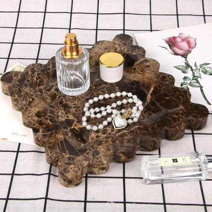 HESHIBI Square Marble Decorative Tray, Dark Brown, 8 * 8