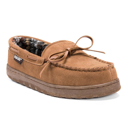 MUK LUKS Men's Paul Suede Moccasin Slipper, Tan, 1
