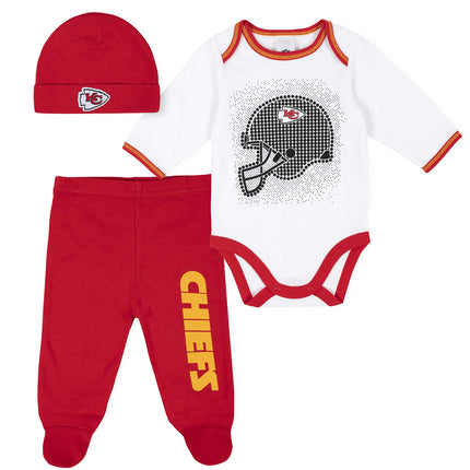 NFL Kansas City Chiefs 3 Pack Bodysuit Footed Pant