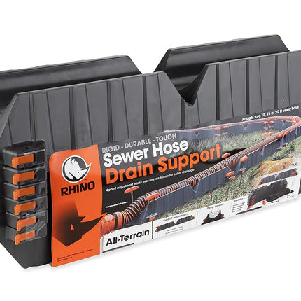 Camco Rhino Camper/RV Sewer Hose Support Kit - Supports Up to 20-Feet of RV Sewer Hose - Features Nesting Design for Easy RV Storage & Includes (6) 30” Section w/4 Stakes Each (43071)