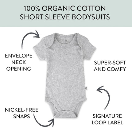 HonestBaby Paquete de 10 Bodys de Manga Corta de Una Pieza 100% Algodón Orgánico para Bebés, Niños, Niñas, Unisex, Prep School Rebel Boy, 0-3 Meses