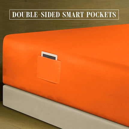 Elegant Comfort 4-Piece Bed Sheet Set - Luxury Bedding 1500 Premium Hotel Quality Microfiber, All Around Elastic 18-24 Inches Deep Fitted Sheet- Extra Deep Pocket Sheets, King, Persimmon