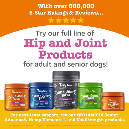 Zesty Paws New Zealand Green Lipped Mussel Chewable Treats for Dogs - with Glucosamine & Chondroitin + Omega-3 Fatty Acids & Protein - 500 Mg Dog Hip & Joint Support Supplement Soft Chews - 90 Count