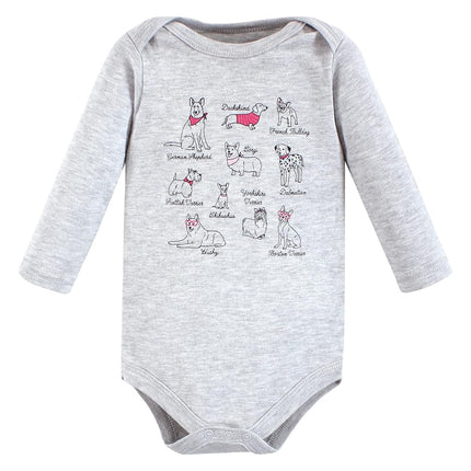 Hudson Baby unisex-baby Cotton Long-sleeve Bodysuits, Girl Dogs 7-pack, Preemie