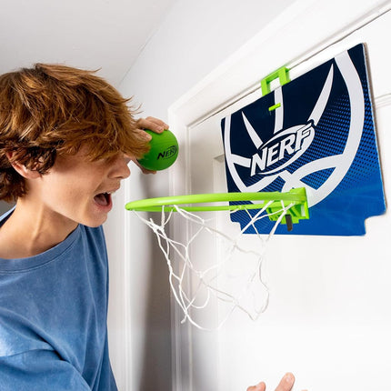 NERF Nerfoop -- The Classic Mini Foam Basketball and Hoop -- Hooks On Doors -- Indoor and Outdoor Play -- A Favorite Since 1972