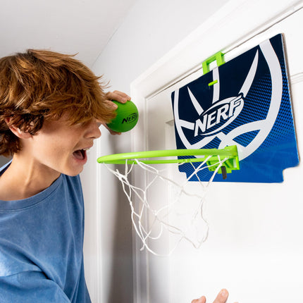 NERF Nerfoop -- The Classic Mini Foam Basketball and Hoop -- Hooks On Doors -- Indoor and Outdoor Play -- A Favorite Since 1972