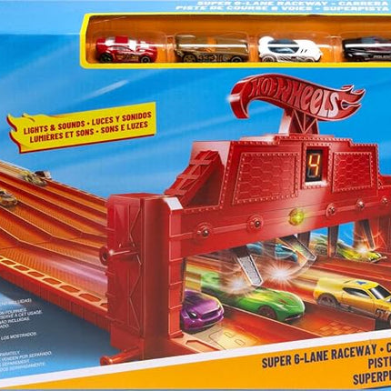 Mattel Hot Wheels Super 6-Lane Raceway Playset V1983