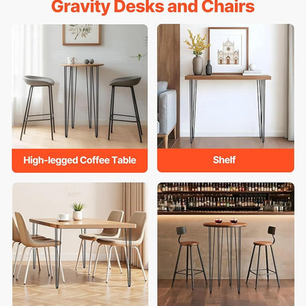 VEVOR Hairpin Table Legs 40 Inch Set of 4, Black, 800 lbs Load Capacity (Each 220 Lbs), Desk Legs for Bench, Computer