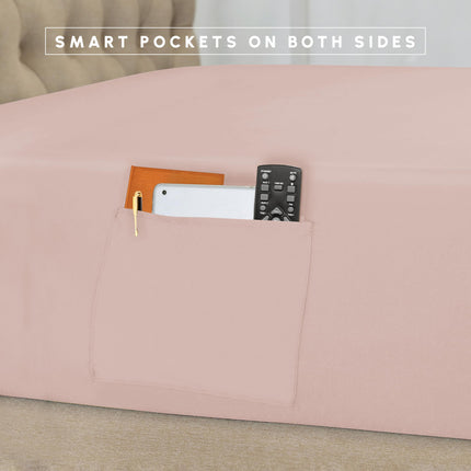 Elegant Comfort Silky Soft 8-Piece Dobby Stripe Bed-in-a-Bag Comforter Set, includes 4pc Smart Sheet Set, Bed Skirt, Comforter, Matching Pillowcases and Shams - Twin/Twin XL, Light Pink