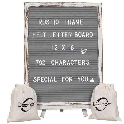 Felt Board With Rustic Vintage Frame and Stand 12x