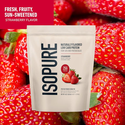 Isopure Protein Powder, Natural Strawberry, 1 Pound