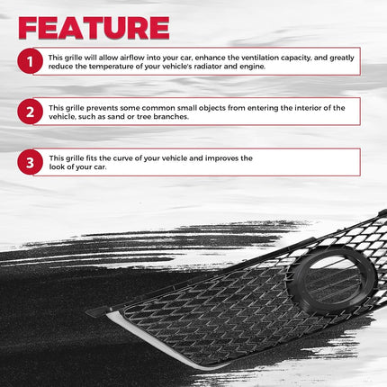 HECASA Front Grill Compatible with 2006 2007 2008 Lexus IS250 IS350 5311153140 Front Bumper Mesh Grille Assembly Black
