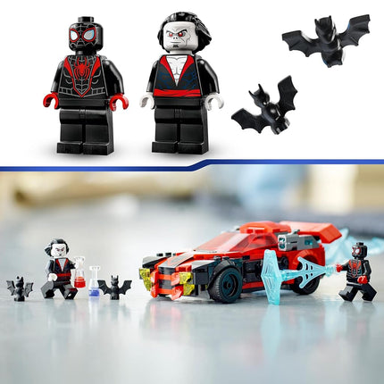 LEGO 76244 Marvel Miles Morales vs. Morbius, Spider-Man Building Toy for Boys and Girls with Race Car and Minifigures, Adventures in the Spiderverse Set