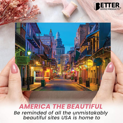Better Office Products 50 Pack Travel Postcards, Famous US Landmarks and Historical Sites, High Gloss Photo Post Cards, 4 x 6 inch, 25 Amazing Photos of National Landmarks, by