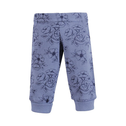 Hudson Baby Unisex Thermal Preemie Layette Set 4pc Long Sleeve Outfit, Navy Toile, Preemie