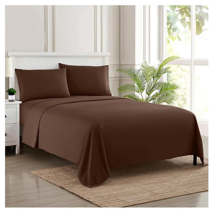 Twin Sheets - Breathable Luxury Sheets with Full Elastic & Secure Corner Straps Built in - 1800 Supreme Collection Extra Soft Deep Pocket Bedding Set, Sheet Set, Twin, Brown
