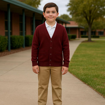 French Toast Boys Anti-Pill V-Neck (Standard & Husky) School Uniform Cardigan Sweater, Hunter Green, 6 7 US