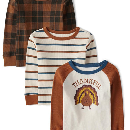 The Children's Place Baby Boys' and Toddler Long Sleeve Shirts 3-Pack, Multi Color, 12-18 Months