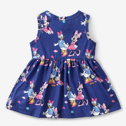 Disney Minnie Mouse Little Girls Leopard Panel Mesh Dress 3-10 Years, Deepblue, 4-5 Years