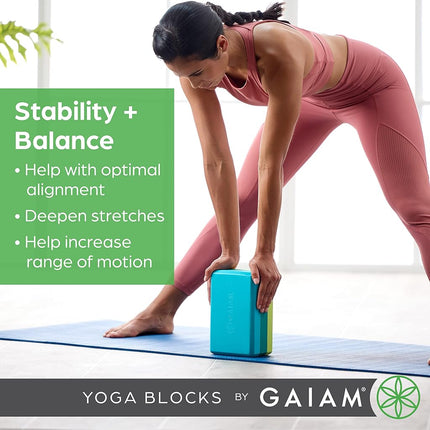 Gaiam Yoga Block - Supportive Latex-Free EVA Foam Soft Non-Slip Surface for Yoga, Pilates, Meditation, Skyline