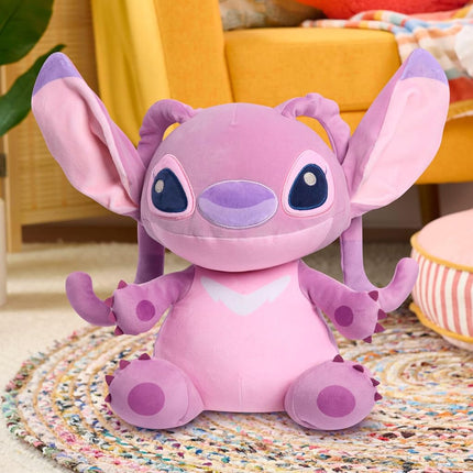 Disney Stitch Comfort Weighted Plush Angel, Officially Licensed, 14-inch Stuffed Animal, Super Soft Snuggly Stretchy Fabric, Alien, Pink, Kids Toys for Ages 3 Up by Just Play