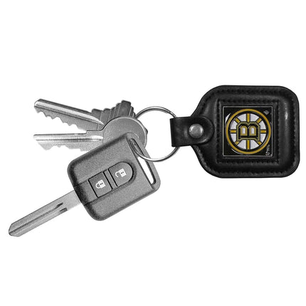 NHL Siskiyou Sports Fan Shop Boston Bruins Square Leather Key Chain One Size Black