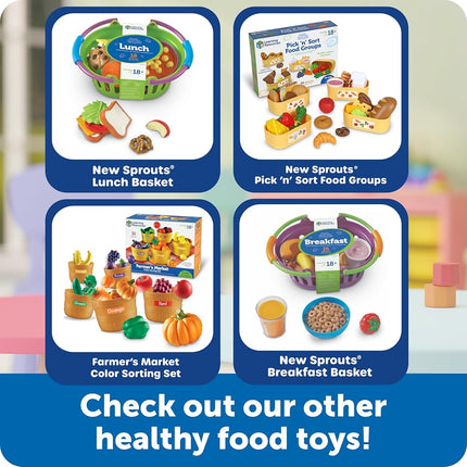 Learning Resources New Sprouts Breakfast Basket, Pretend Play Toy for Toddlers, Preschool Learning Toys, Kitchen Play Toys for Kids