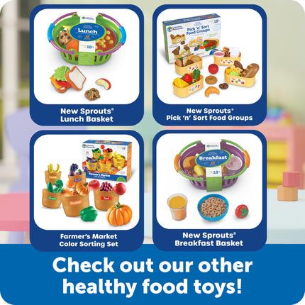 Learning Resources New Sprouts Breakfast Basket, Pretend Play Toy for Toddlers, Preschool Learning Toys, Kitchen Play Toys for Kids