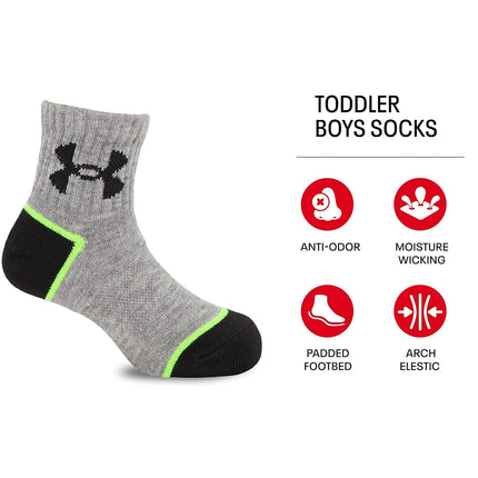 Under Armour Boys Multi Pack Quarter Sock, Grey Camo, 2T-4T