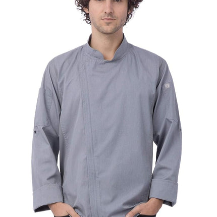 Chef Works Men's Hartford Chef Coat Jacket, Grey, XL