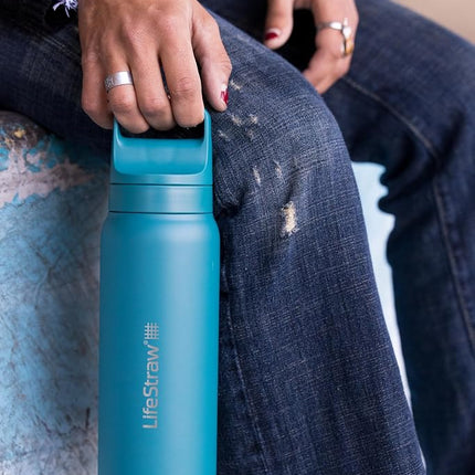 Lifestraw Go Series 2.0 Stainless Steel Water Bottle with Filter, Laguna Teal, 700 ml Capacity