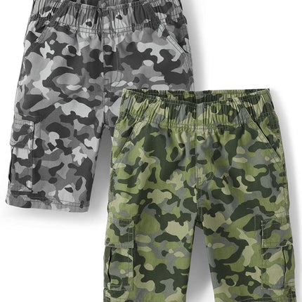 The Children's Place Short Cargo Garçon à Enfiler, Camouflage Vert/Camouflage Gris Lot de 2, 8 ans