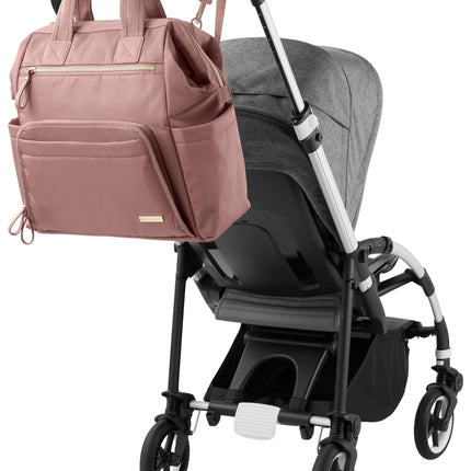 Skip Hop Diaper Bag Backpack: Mainframe Large Capacity Wide Open Structure with Changing Pad & Stroller Attachement, Dusty Rose