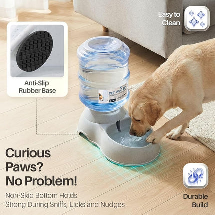 Flexzion Gravity Pet Water Dispenser Drinking Station for Dogs Cats (3 Gallon) Automatic Replenish Waterer for Small Large Breed Dog Cat Animal, Feeding Watering Fountain Supplies Bottle Dish Bowl
