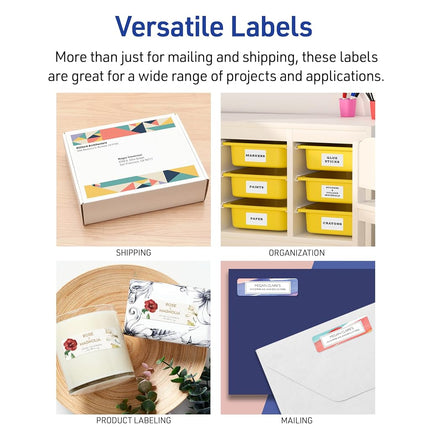 Avery Shipping Address Labels, Inkjet Printers, 1,250 Labels, 2x4 Labels, Permanent Adhesive, TrueBlock (5-Pack 8163)