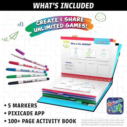 Abacus – Award-Winning STEAM Maker for Kids Age 6+ with 5 Washable Markers, 40-Page Game Design Book & 100+ Examples – Draw & Instantly Play, No Coding Needed