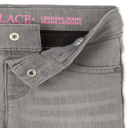 The Children's Place Girls' Stretch Denim Legging Jeans, Black/Fog Wash, 5