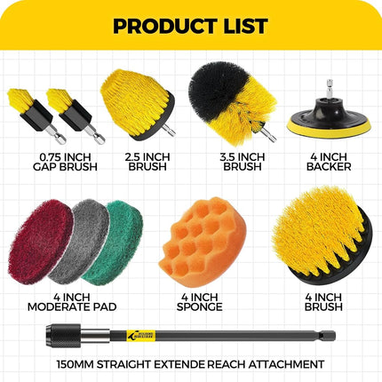 Holikme 6 Piece Drill Brush Attachment Set Scouring Pads Power Scrubber Brush Scrub Pads Cleaning Kit-All Purpose Cleaner for Bathroom Surfaces Grout Floor Tub Shower Tile Corners