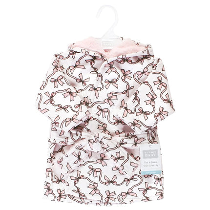 Bata de baño para bebé unisex Hudson Baby Mink con forro de piel sintética para piscina y playa, lazos rosas, 6-12 meses