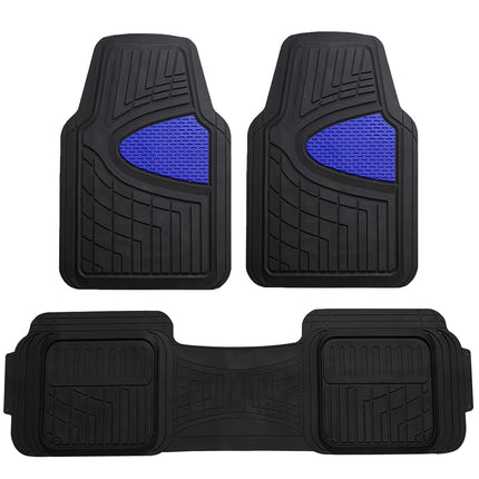 FH Group Car Floor Mats - Heavy-Duty Rubber Floor Mats for Cars, Universal Fit Full Set, Trimmable Automotive Floor Mats, Climaproof Floor Mats for Most Sedan, SUV, Truck Floor Mats Blue