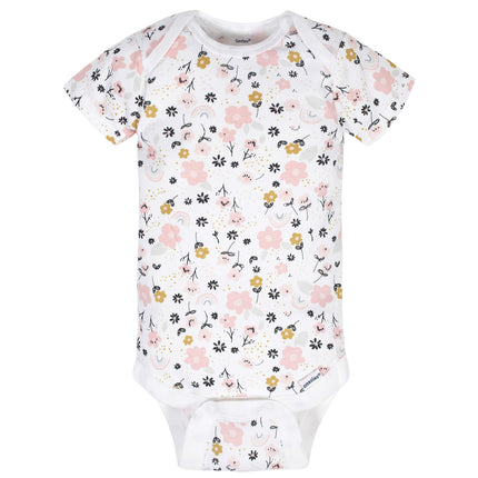 Gerber baby-girls 8-pack Short Sleeve Onesies Bodysuits, Bear Pink, 6-9 Months