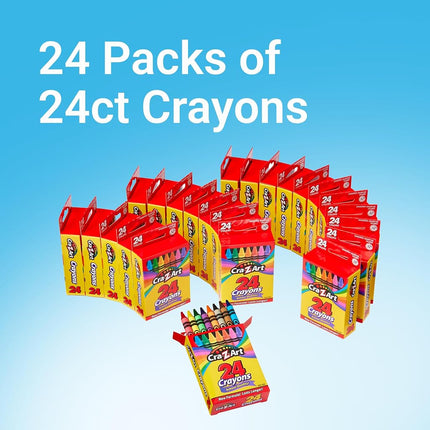 Cra-Z-Art Crayons, Bulk Pack, 24 Count, 24 Packs of Crayons, Bulk School Supplies for Classroom, Back to School Essentials