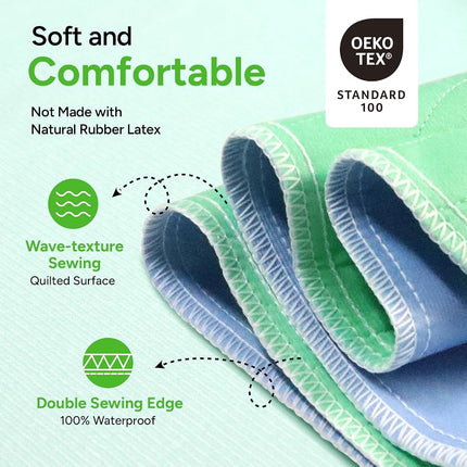WhyWorry Washable Bed Pads for Adult Incontinence, 86x91cm, Green, 4 Pack