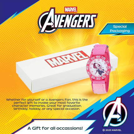 Marvel Girl's Super Hero' Quartz Plastic and Nylon Watch, Color:Pink (Model: WMA000310)