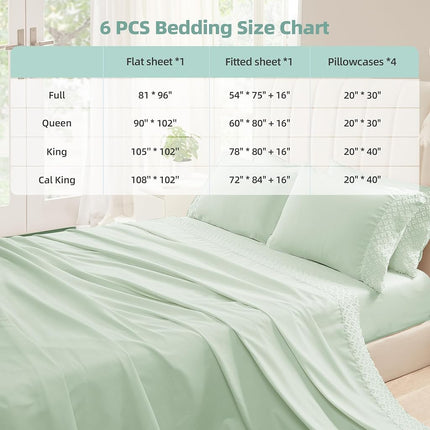 KKN Queen Sheets Set-6 Piece Bedding Sheets & Pillowcases-Luxury Hotel Bed Set for Women & Men - Deep Pockets-Soft&Cooling Sheet -Brushed Microfiber Easy Care& Wrinkle Free Sheets