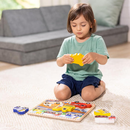 Sablon Melissa & Doug Construction Vehicles Peg Puzzle 3D 3726 (6 Pieces) � 6 Pcs