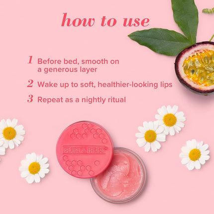Burt's Bees Back to School Gifts, 5 Dorm Products for College Students, 3 Lip Mask Set Overnight Intensive Treatment Revives for All Day Hydration, Passion Fruit & Chamomile, Sweet Mint, Lemon Sorbet