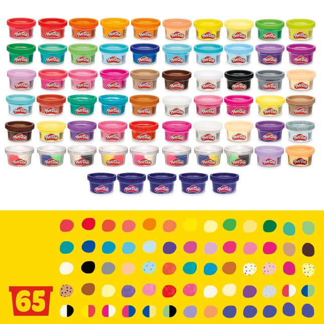 Play-Doh Ultimate Color Collection 65-Pack of Assorted Modeling Compounds for Kids 3 Years and Up, Non-Toxic, Fun Size 28 g Cans